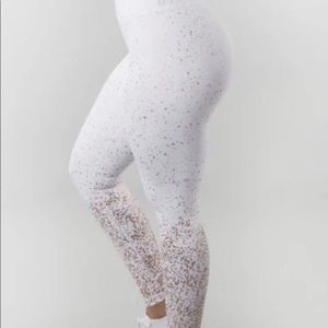 Buffbunny rose leggings white rose gold Sz Sm